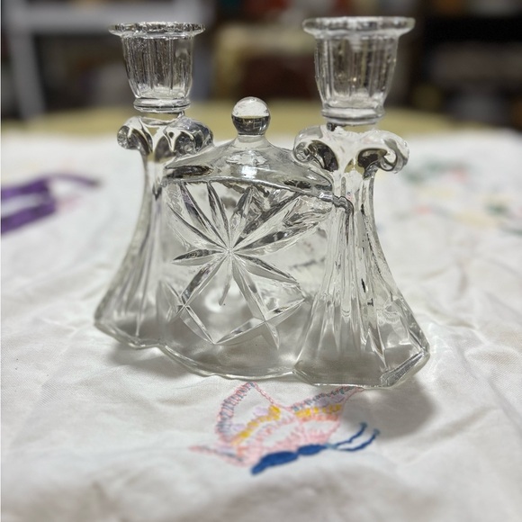 Vintage Anchor Hocking Clear Glass Candle Holder - Picture 2 of 8